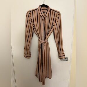 Ann Taylor Pink and Black Striped Long Sleeve Dress